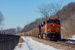 Westbound BNSF E-OPPNAM DPUs at Parkville